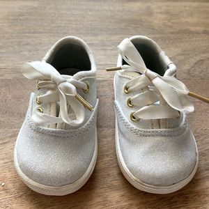 White glitter Kate Spade shoes